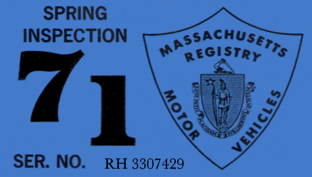 (image for) 1971 Massachusetts SPRING INSPECTION Sticker